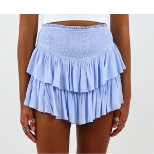 Light Blue Ruffled Mini Skirt